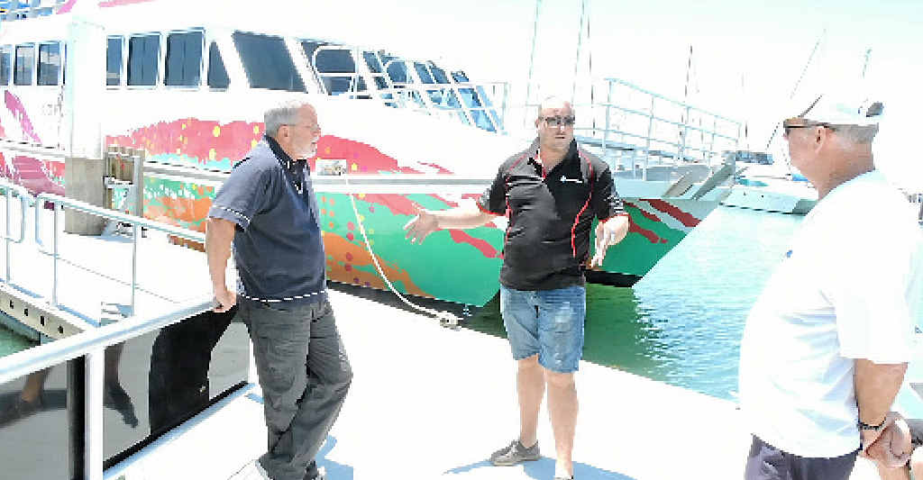 PREPARED: Bay City Marine dealer principal Scott Cleaver discusses On-Water Weekend plans with the Boat Club’s Ed Gibson and George Duck. PREPARED: Bay City Marine dealer principal Scott Cleaver discusses On-Water Weekend plans with the Boat Club’s Ed Gibson and George Duck.